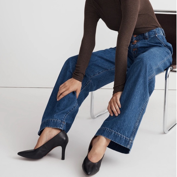 Madewell Blue Wide Leg Button-Fly Jeans Size 26 - Picture 5 of 16